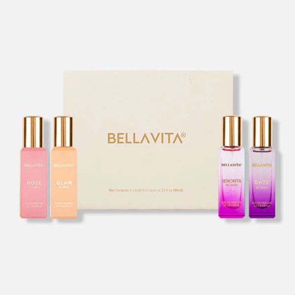 Bella Vita Luxury Perfume Gift Set For Women 4 Fragnance set(GLAM, SENORITA, DATE, ROSE) - 20ml x 4
