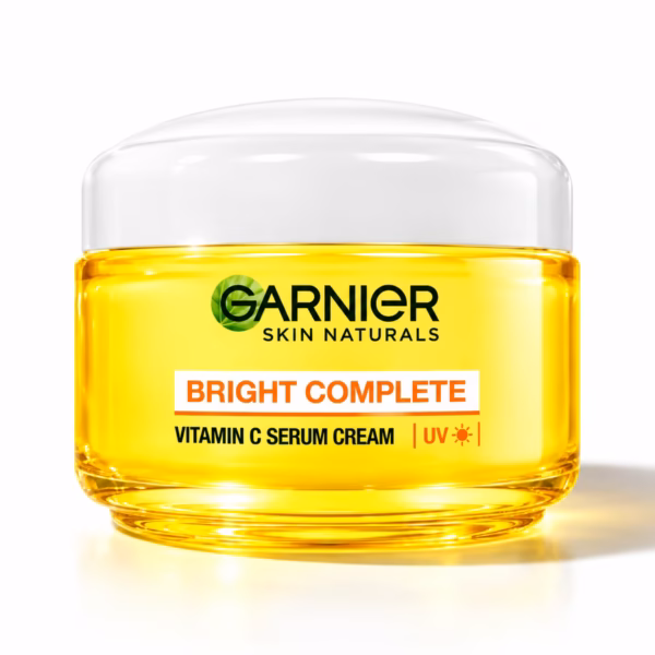 Authentic Garnier Vitamin C Serum Day Cream 45g jar on a clean background