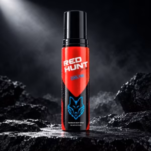 Original RED HUNT Cool Fire Body Spray bottle with citrus notes