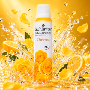 Authentic Enchanteur Charming body spray bottle yellow floral design