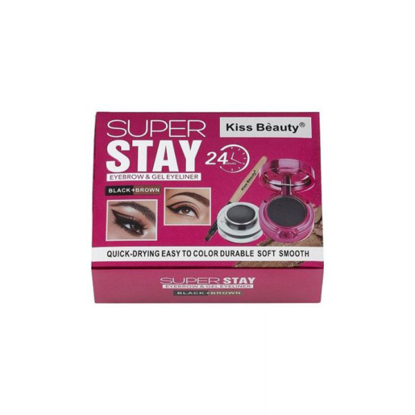 Kiss beauty super stay 24hours eyebrow & eyeliner black+Brown