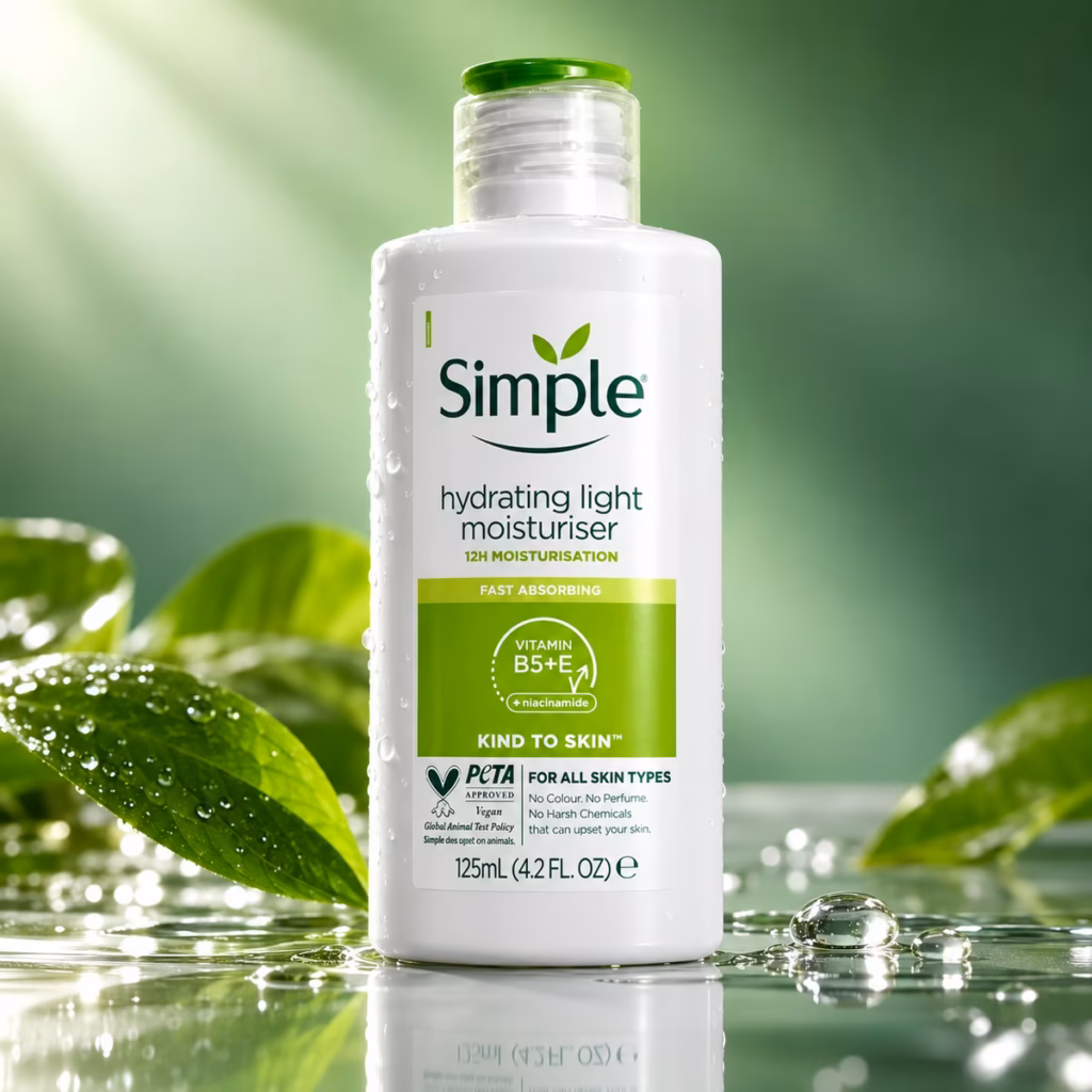 Authentic Simple Hydrating Light Moisturiser bottle on a clean background