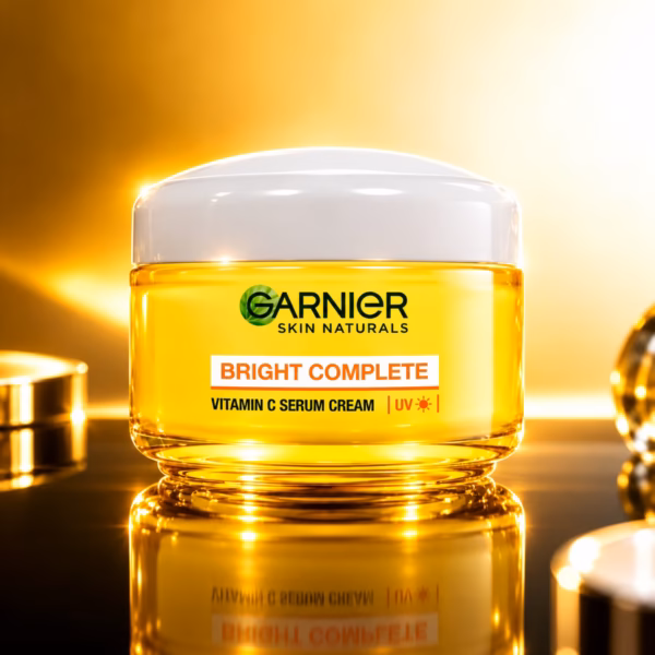 Authentic Garnier Vitamin C Serum Day Cream 45g jar on a clean background