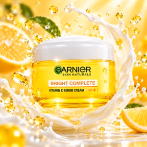 Authentic Garnier Vitamin C Serum Day Cream 45g jar on a clean background