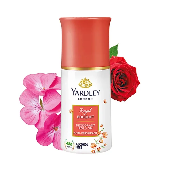 Yardley London Royal Bouquet Anti-Perspirant Deodorant Roll On with elegant floral fragrance.