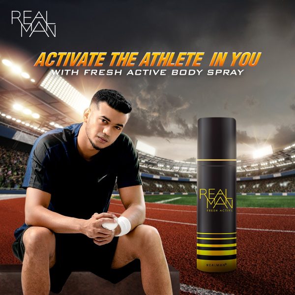 Realman Fresh Active Body Spray For Men Provides all-day protection and freshness. Bold, active scent designed to leave a lasting impact.