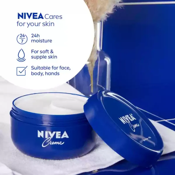 Nivea Cream for Moisturizing Face, Hands, and Body - The light texture, fast absorption and intensive moisturization makes it suitable for all season.