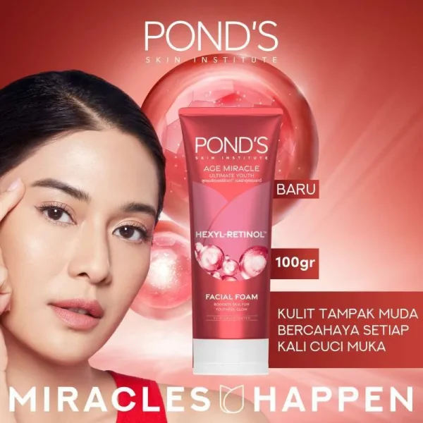 Pond's Age Miracle Youthful Glow Facial Treatment Cleanser anti-aging facial wash for radiant skin.