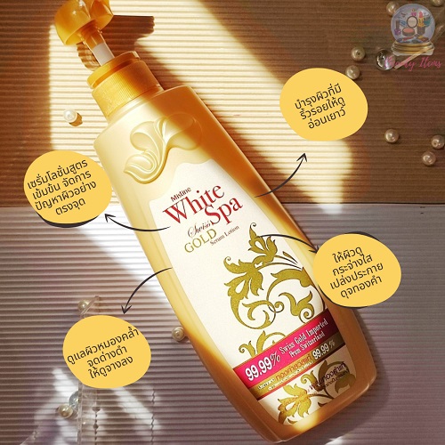 Mistine White Spa Swiss Gold Serum Body Lotion 400ml for radiant glowing skin.