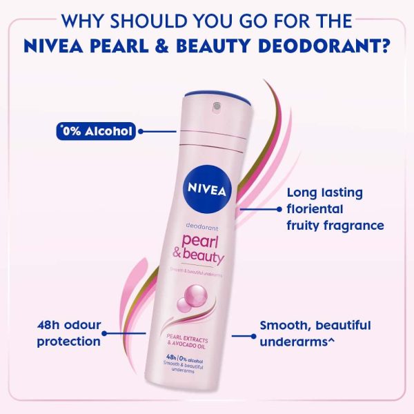 NIVEA Pearl & Beauty Deodorant Spray for Women white bg