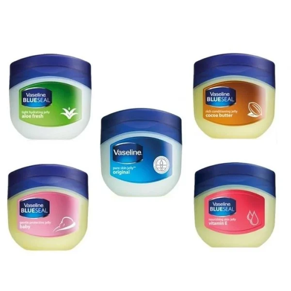 This 100% pure and triple-purified Vaseline® Jelly is hypoallergenic and helps to heal dry, damaged, and cracked skin. It keeps your skin moisturized by creating a protective barrier and locking in moisture.