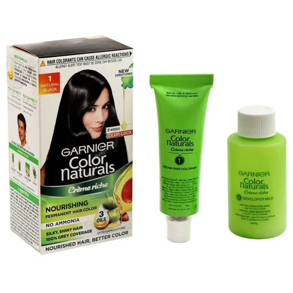 Garnier Hair Color Naturals shade 1 Natural Black, long-lasting rich black hair color