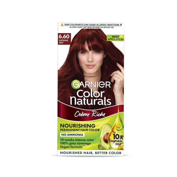 Garnier Hair Color Naturals Intense Red shade 6.60, 70ml+60g nourishing hair dye kit at Modern Beauty BD.