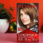 Revlon Silk Hair Color Light Golden Brown 54 nourishing long-lasting hair dye.