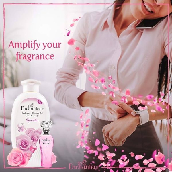 Enchanteur Shower Gel Romantic, 250ml floral scented body wash for soft smooth skin