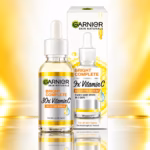 Authentic Garnier Vitamin C Serum bottle displaying bright yellow packaging for dark spot reduction
