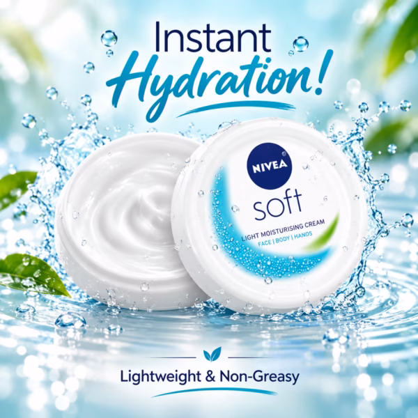 Authentic Nivea Soft Light Moisturising Cream jar for daily hydration
