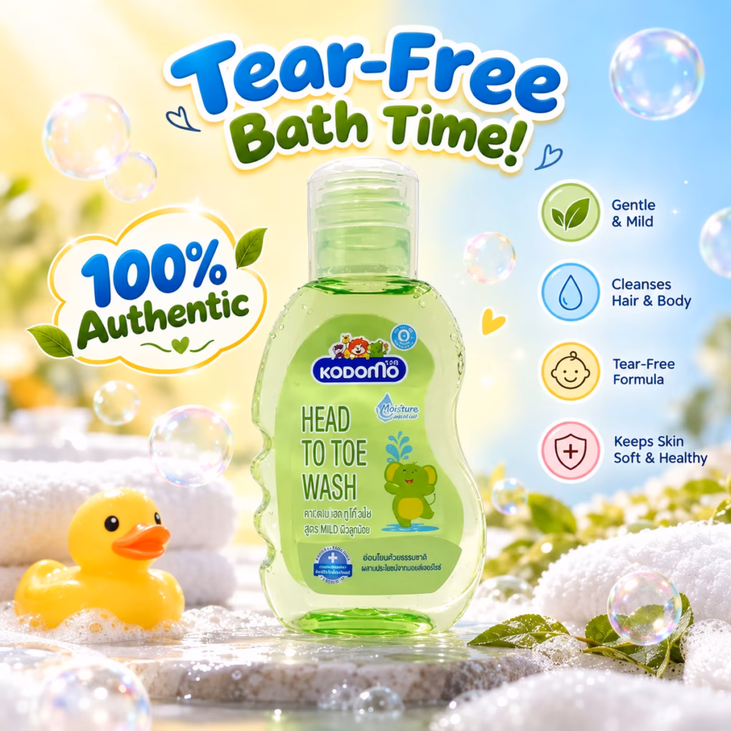 Authentic Kodomo Baby Hair and Body Wash 400ml bottle