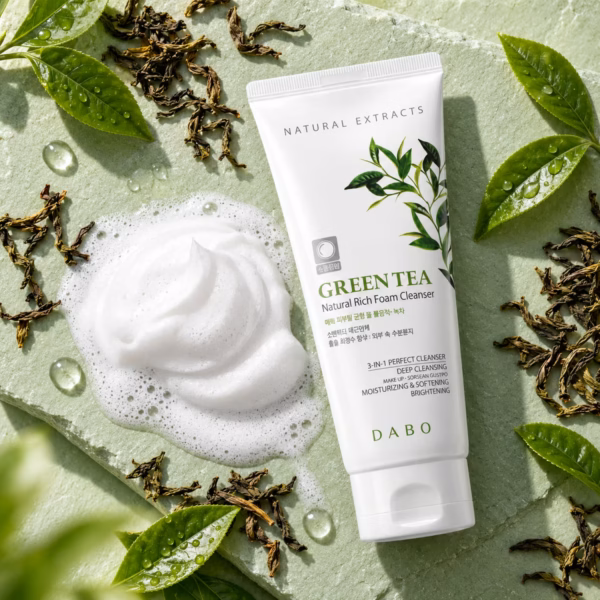 Dabo Green Tea Foam Cleanser 150ml tube for deep cleansing and sebum control