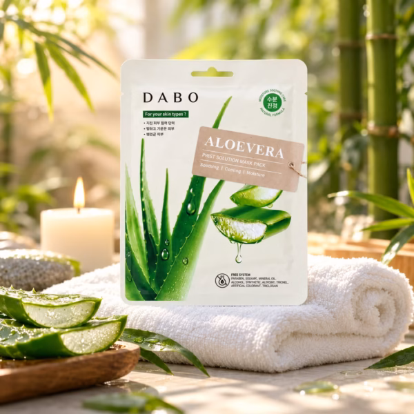 Authentic DABO Aloe Vera Sheet Mask for intense hydration and soothing care