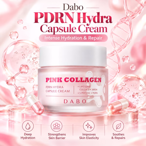 Authentic Dabo PDRN Hydra Capsule Cream packaging with pink capsules