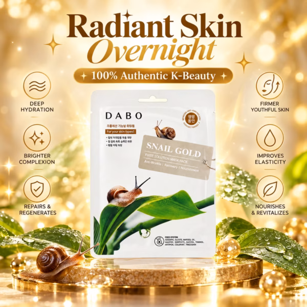 Authentic DABO Snail Gold Sheet Mask for deep hydration and anti-aging