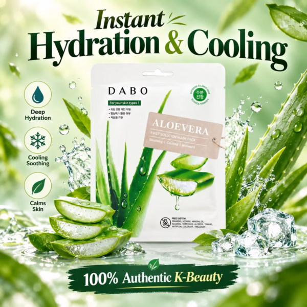 Authentic DABO Aloe Vera Sheet Mask for intense hydration and soothing care