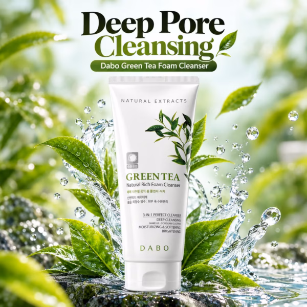 Dabo Green Tea Foam Cleanser 150ml tube for deep cleansing and sebum control