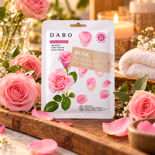 Authentic DABO Rose Sheet Mask Korean skincare packaging