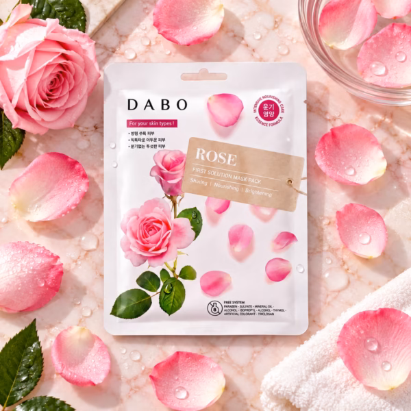 Authentic DABO Rose Sheet Mask Korean skincare packaging