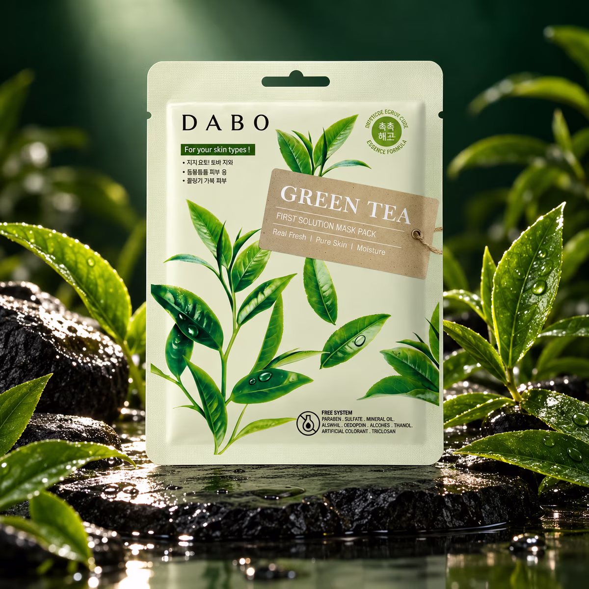 Authentic DABO Green Tea Sheet Mask 23gm for acne and hydrating skin care
