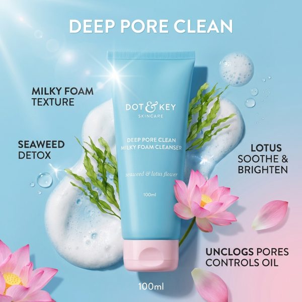 dot & key deep pore foaming face wash - 100ml