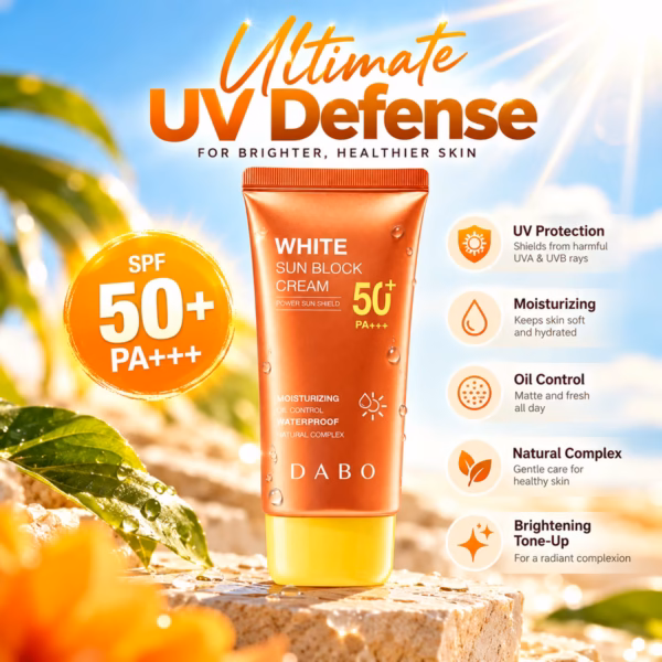 Authentic DABO White Sunblock Cream SPF 50 packaging available in Bangladesh