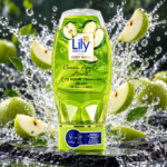 Authentic lily green apple burst body wash 250ml clear bottle