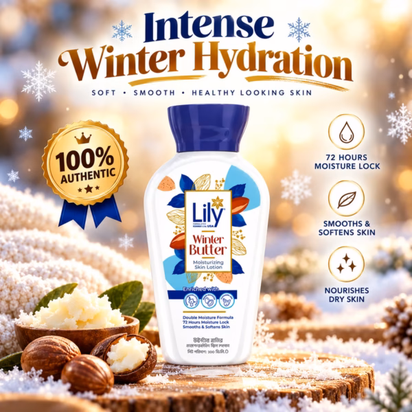 Authentic lily winter butter moisturizing skin lotion 100ml bottle for dry winter skin