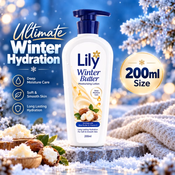 Authentic lily winter butter moisturizing skin lotion 200ml bottle