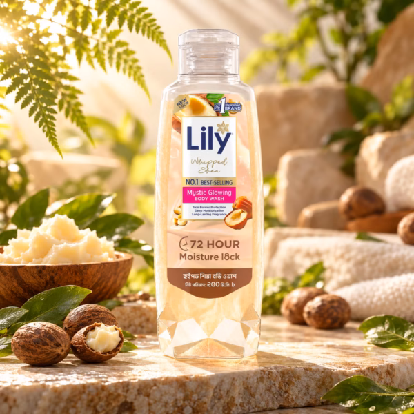 Authentic lily whipped shea body wash 500ml bottle for dry skin