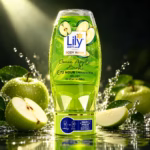 Authentic lily green apple burst body wash 250ml clear bottle