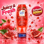Lily Pomegranate Crush Body Wash 500ml bottle with fresh pomegranate splash