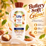 Authentic lily buttery soft nourishing skin lotion 100ml bottle on display