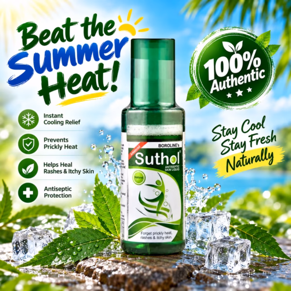Authentic boroline suthol prickly heat skin liquid 100ml bottle