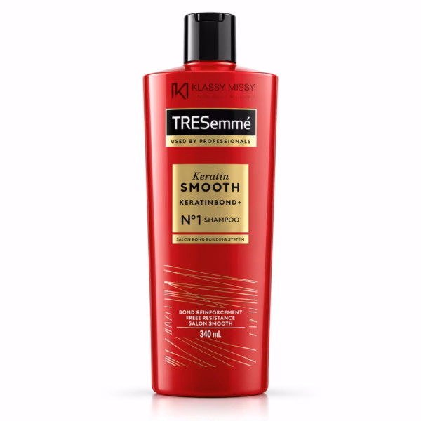 Authentic tresemmé keratin smooth shampoo 340ml bottle in red and white