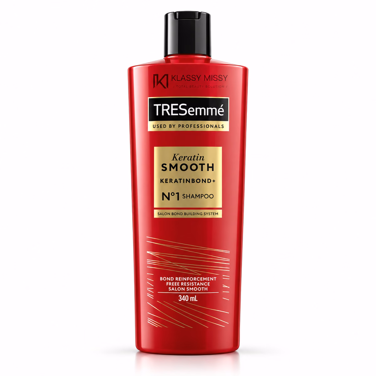 Authentic tresemmé keratin smooth shampoo 340ml bottle in red and white