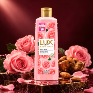 Authentic lux french rose & almond oil body wash bottle