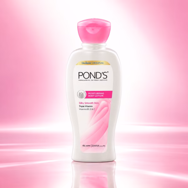 Authentic pond's moisturising body lotion 200ml bottle on a clean background