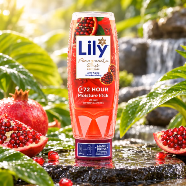 Authentic lily melon fresh body wash 500ml bottle with green melon graphics