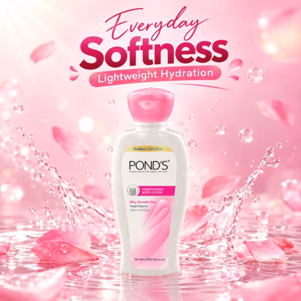 Authentic pond's moisturising body lotion 200ml bottle on a clean background