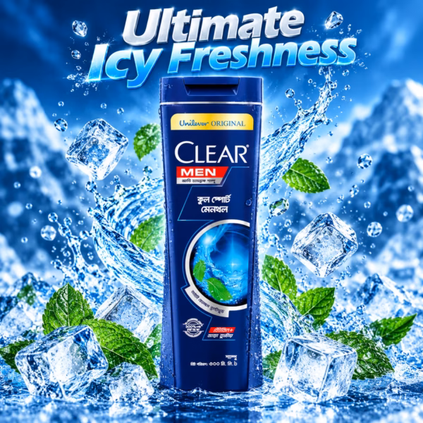 authentic clear men cool sport menthol anti dandruff shampoo bottle