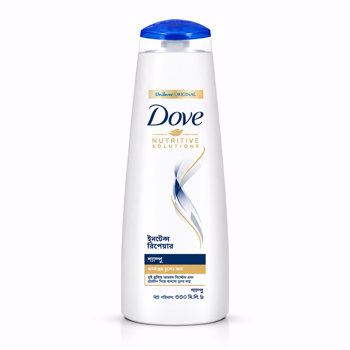 authentic dove intense repair shampoo 330ml bottle front view