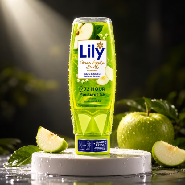 Authentic lily green apple burst body wash 500ml bottle